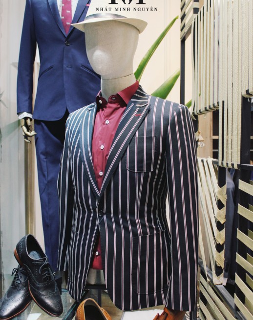 Blue Red and White Striped Jacket